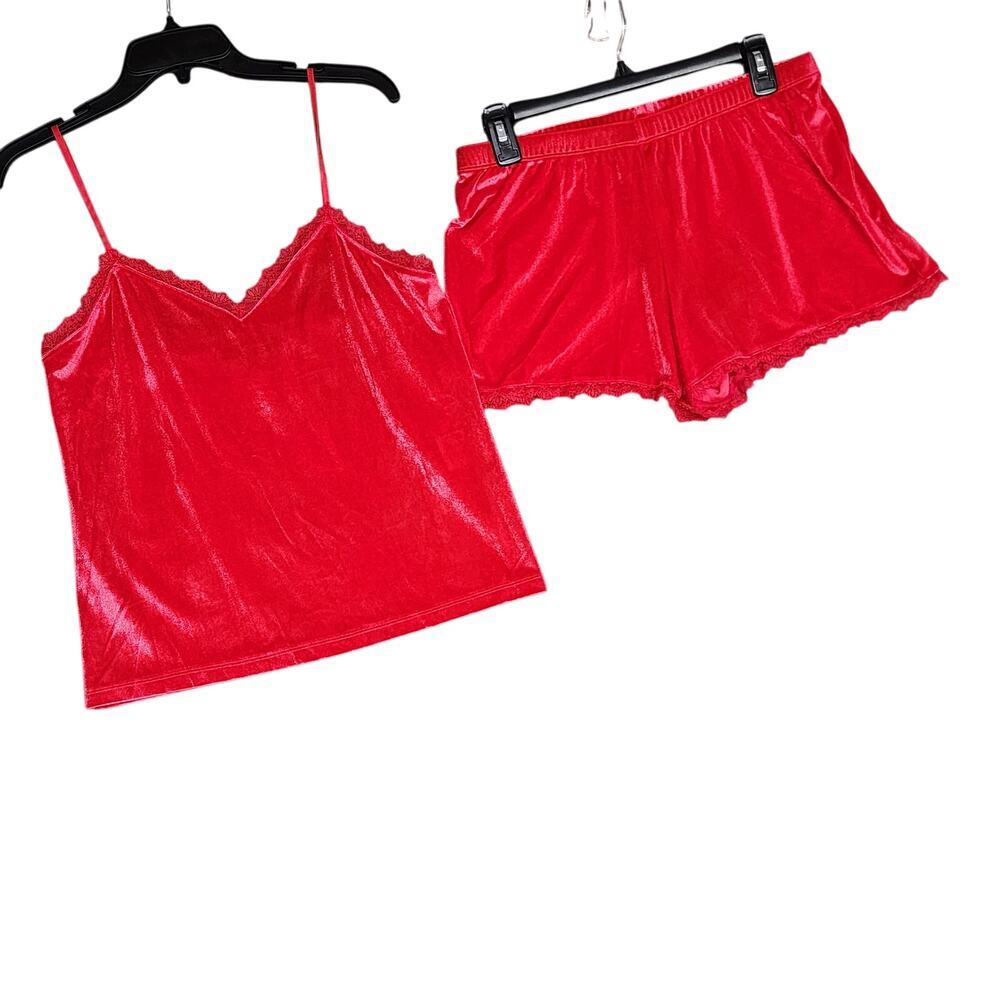 Inc International Concepts Pajama Set‎ Velour Tank Top and Shorts Infrared Small
